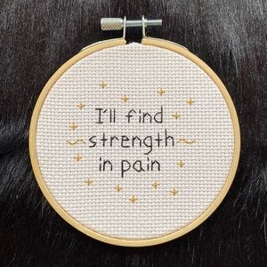 Handmade Mumford & Sons “The Cave” Lyrics 4-inch Wooden-Framed Cross Stitch
